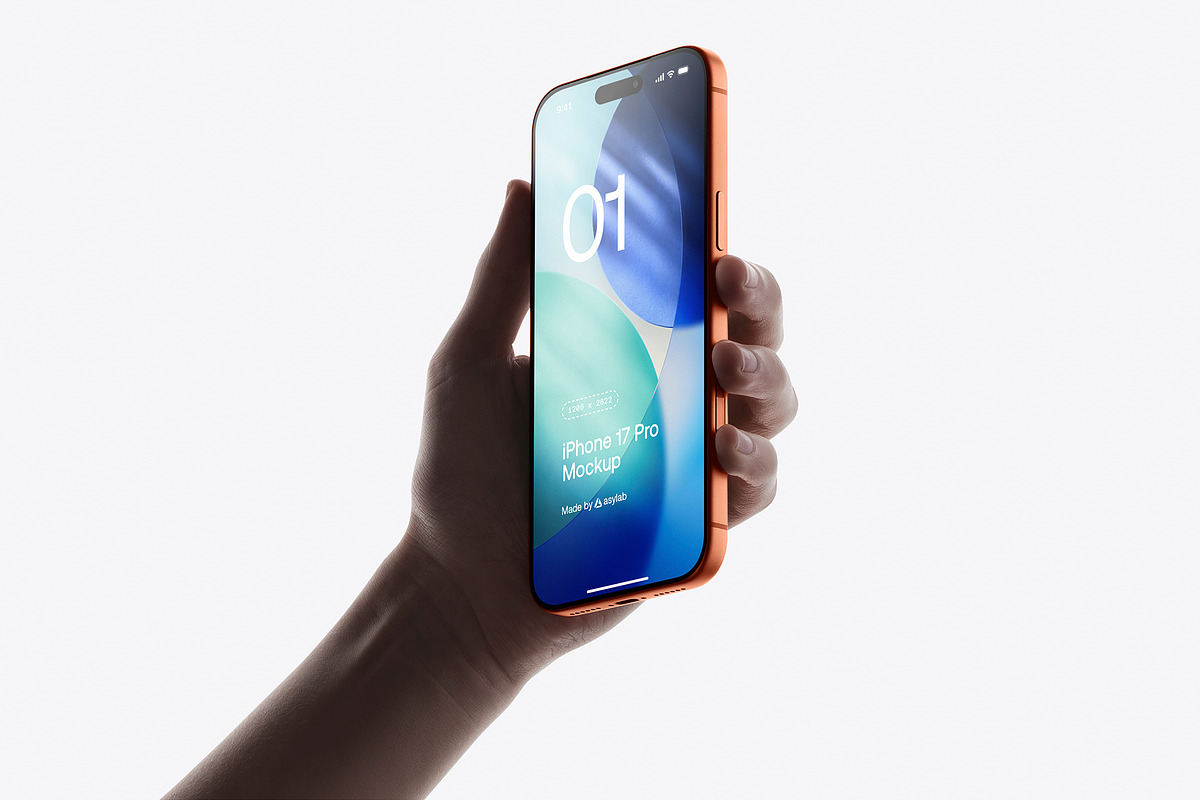 24 iPhone 17 Pro in Hand Mockups, an iPhone Mockup by Asylab (Photo 31 of 107)