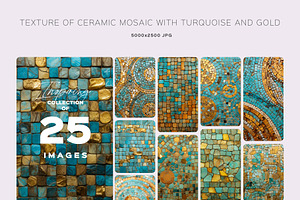 TEXTURE OF CERAMIC MOSAIC WITH TURQU