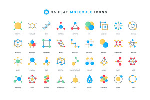 Atom molecule models chemical icons, an Illustration by Lemberg Vector