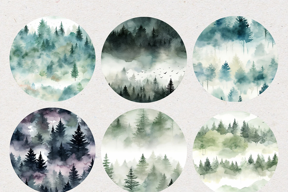 Misty Forest Seamless Patterns, a Pattern Graphic by Natural Planners (Photo 2 of 3)