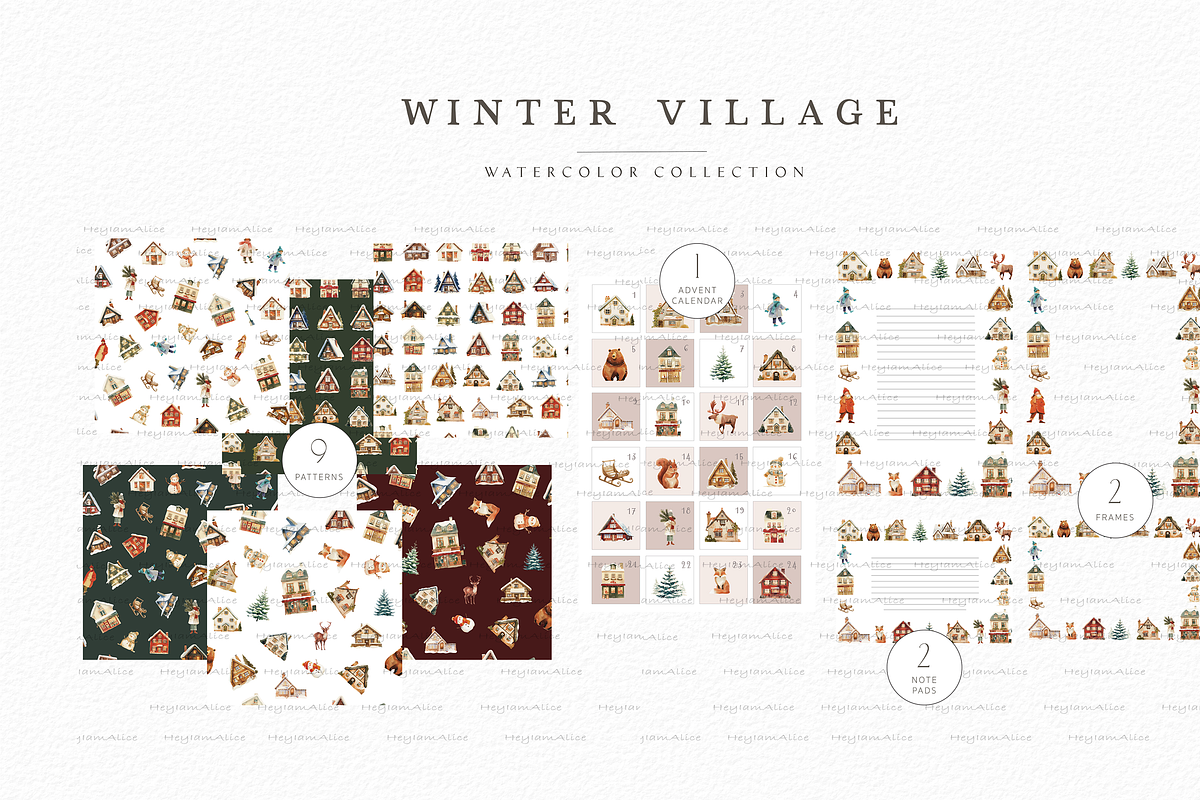 Winter Christmas Village, a Seasonal Illustration by heyiamalice (Photo 6 of 16)