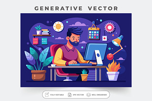 A graphic designer focuses on his wo, a Graphic by Iftikhar Alam