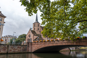 Saint Nicholas Church and bridge over the Ill river Strasbourg,, an Architecture Photo by GoodGoods