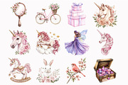 Watercolor Unicorn Kingdom Clipart, a Seasonal Illustration by Design Market (Thumbnail 4 of 5)