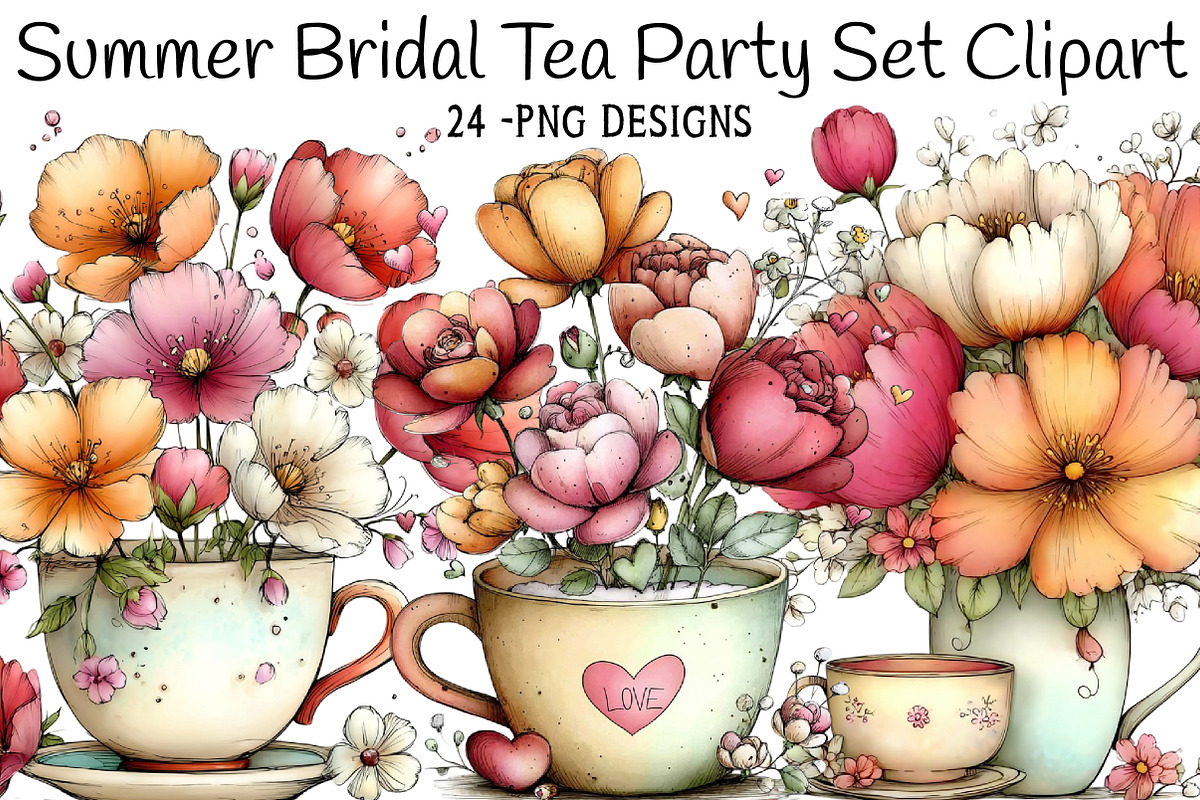 Summer Bridal Tea Party Set Clipart, an Illustration by Daily.Designs (Photo 1 of 6)
