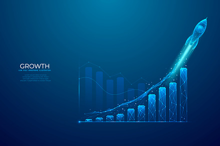 Growth graph chart with rocket., a Finance Illustration by ANTON KHRUPIN ART