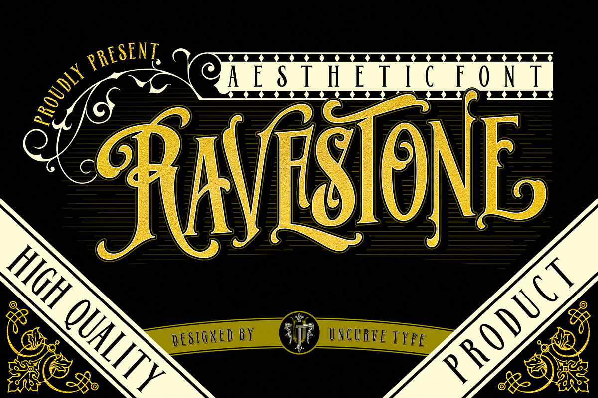 Ravestone, a Serif Font by uncurve (Photo 1 of 9)