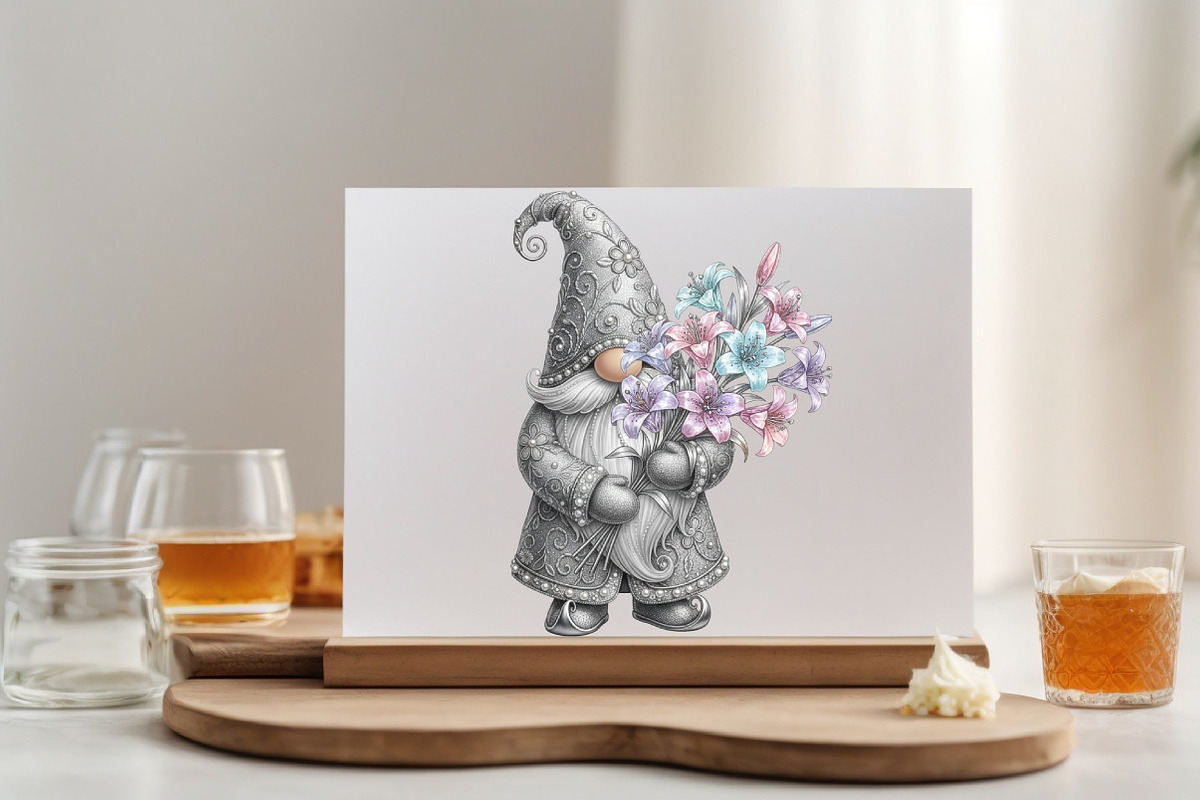 Whimsical Silver Spring Gnome Clipar, an Illustration by SVGArt (Photo 6 of 9)