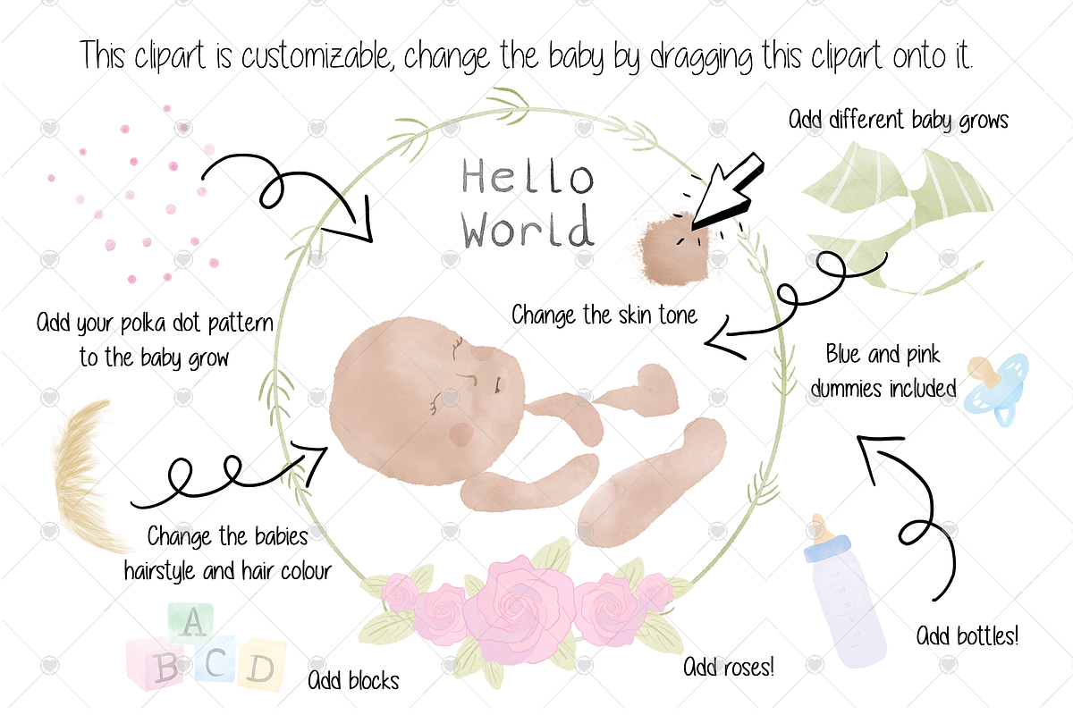 Mum And Baby, Watercolour, Pregnancy, a Person Illustration by CommercialCliparts (Photo 2 of 6)