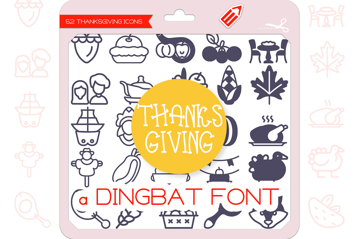 Thanksgiving Icons - Dingbat Font, a Symbol Font by WADLEN (Photo 1 of 7)