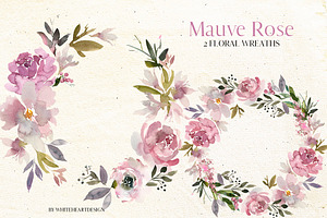 Mauve Rose Watercolor Floral Clipart