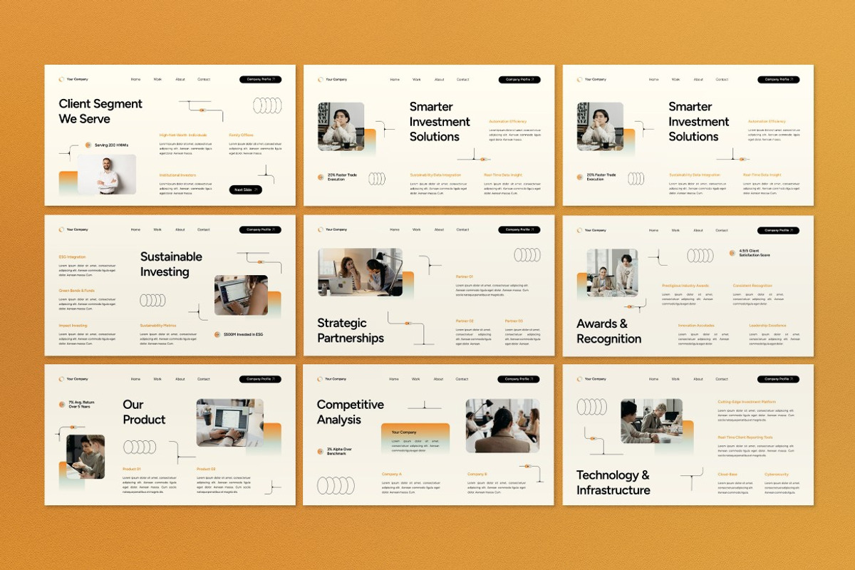 Orange Company Profile Google Slide, a Presentation Template by graphicook (Photo 3 of 4)