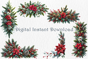 Christmas Poinsettia Clipart Set, a Seasonal Illustration by GalaDesign03 (Thumbnail 3 of 6)