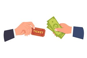 Buying ticket. Hand holding money, a Finance Illustration by Vectorbuum