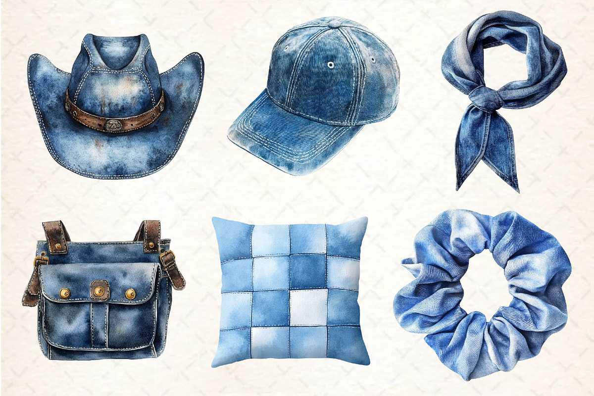 Vintage Denim Sublimation Clipart, an Illustration by Dream Creation (Photo 3 of 6)