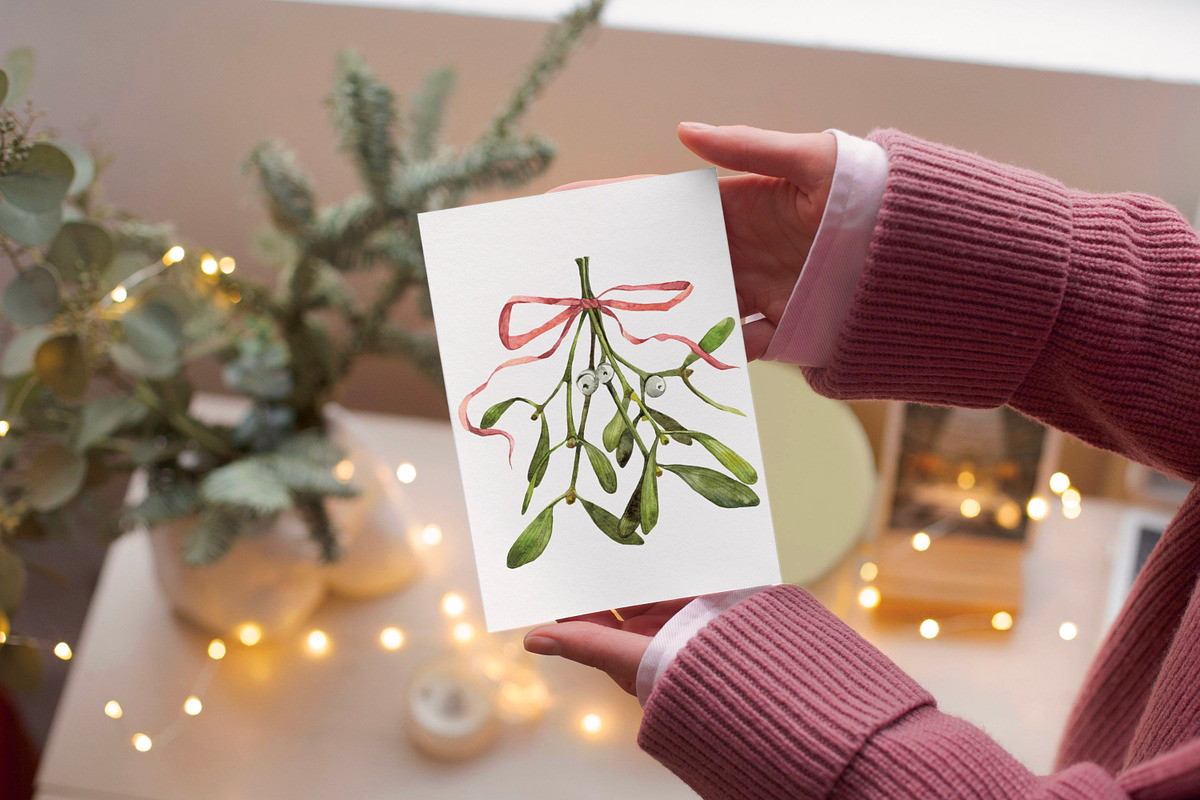 Mistletoe watercolor clipart, an Illustration by Artcard Watercolor (Photo 6 of 7)