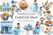 Watercolor Coastal Cafe Clipart, a Seasonal Illustration by designcity5 (Thumbnail 1 of 5)