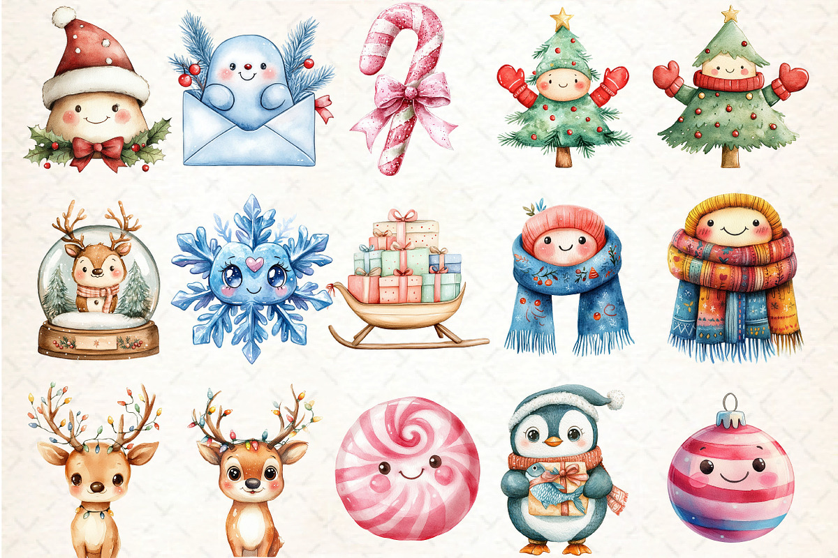 Kawaii Little Christmas Clipart Bund, an Illustration by DreamCafeArt (Photo 3 of 5)