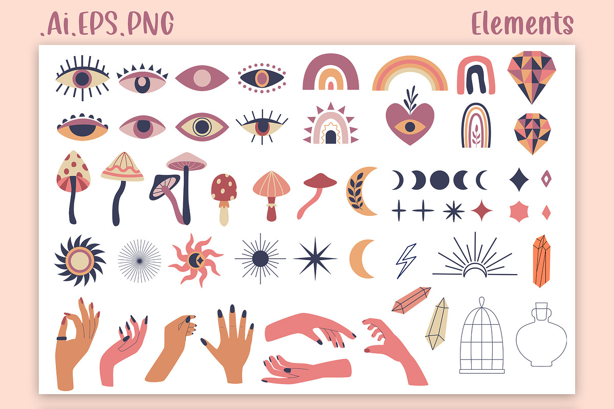 Mysterious Boho Clipart & posters, an Object Graphic by Sofico (Photo 22 of 26)