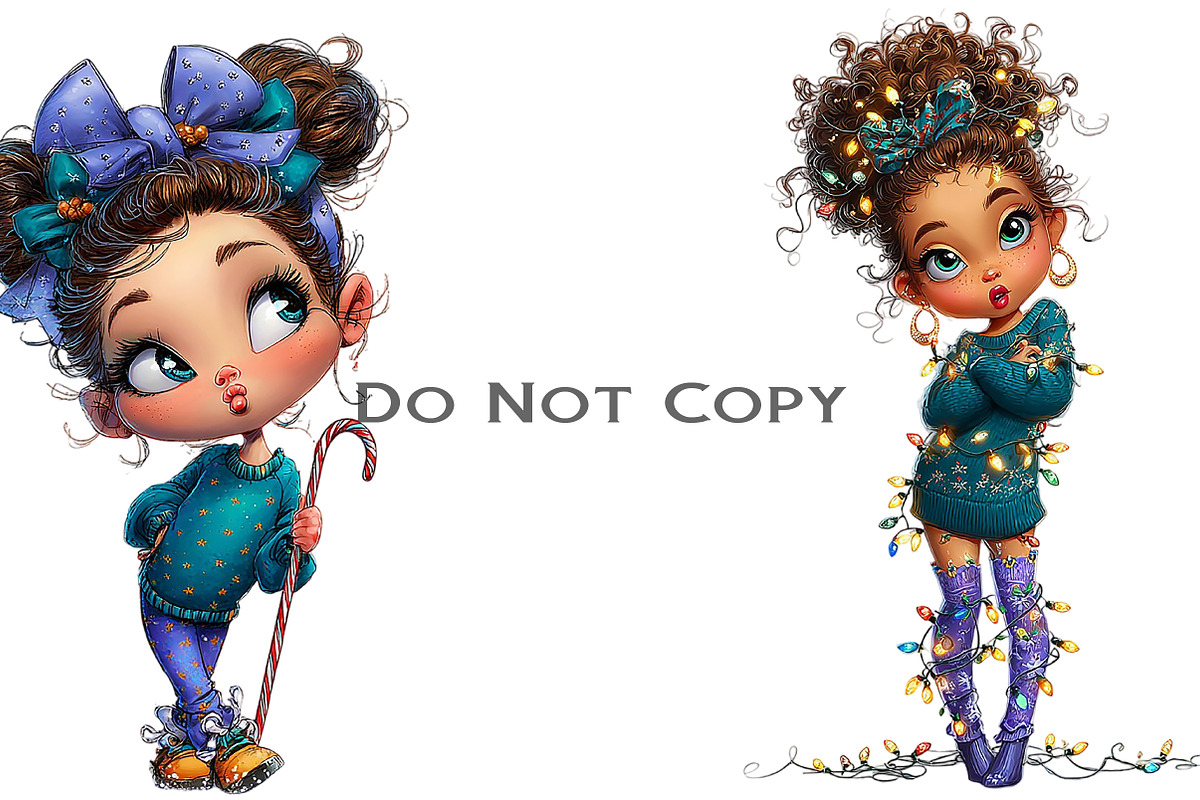 Quirky Christmas Girl Clipart Bundle, an Illustration by Craft Nest (Photo 4 of 8)
