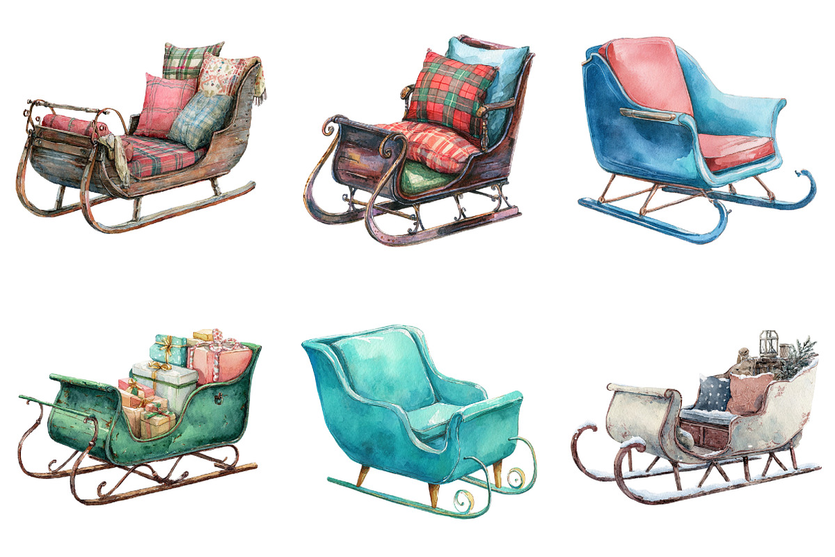 Christmas Sleigh Sublimation Clipart, a Graphic by CitraGraphics (Photo 2 of 4)