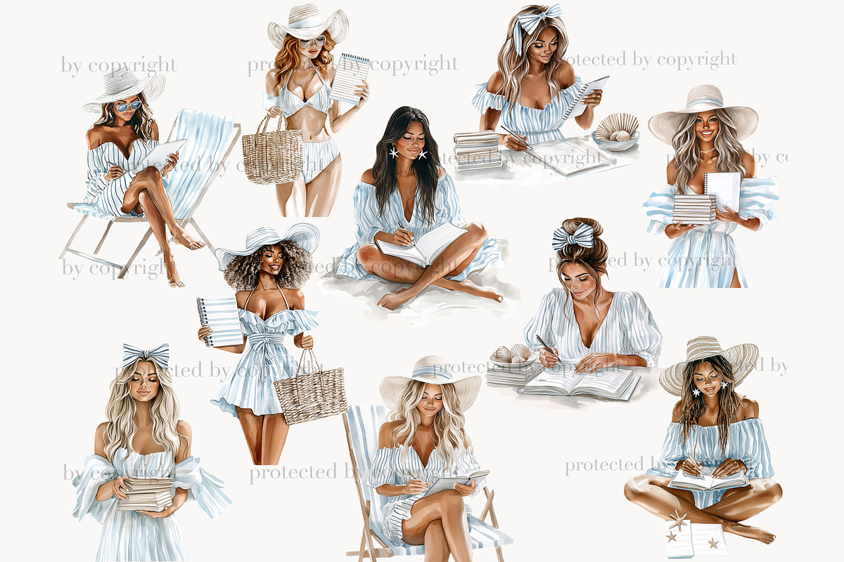 Summer Beach Clipart Collection, a Person Illustration by GlamArtZhanna (Photo 5 of 8)