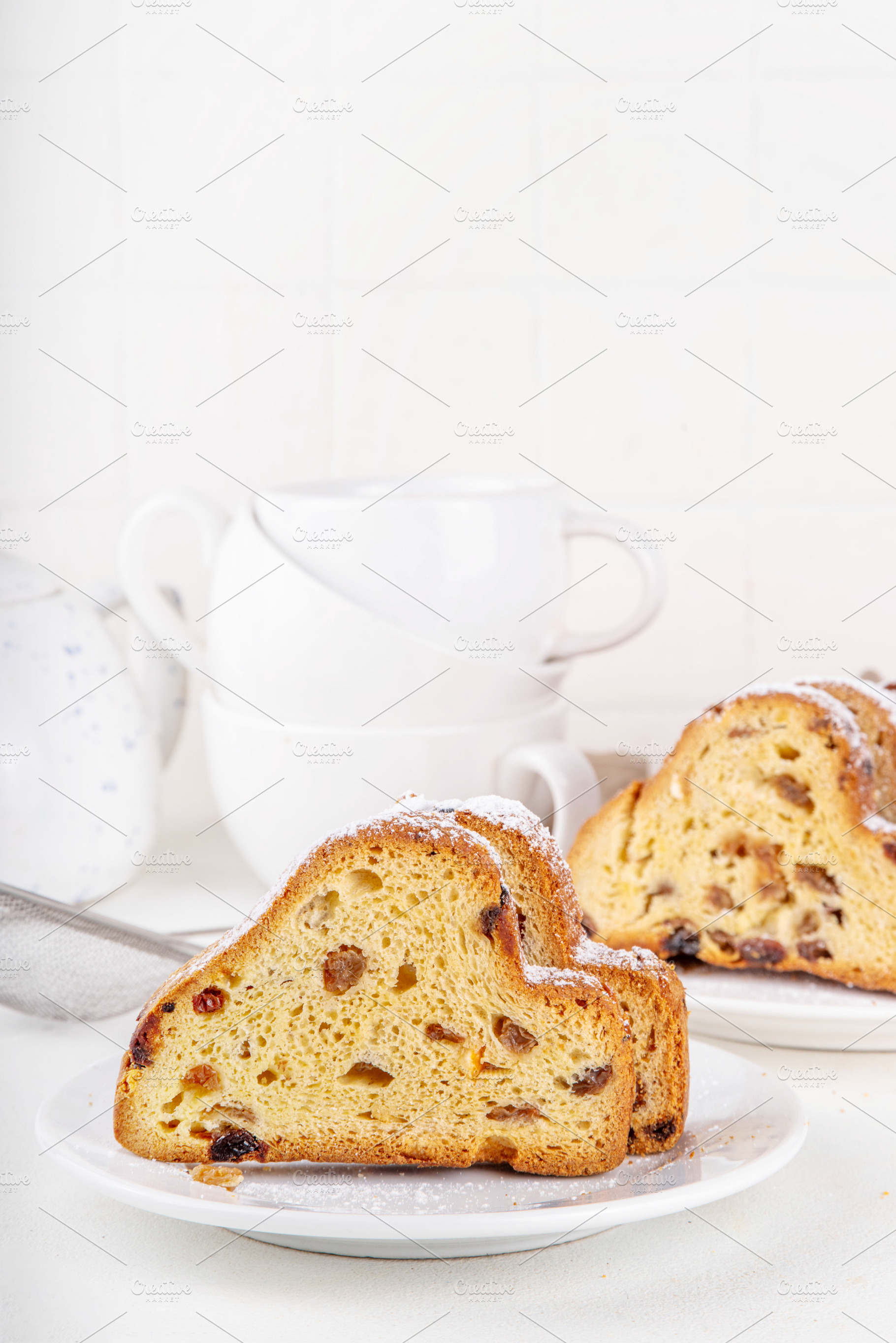 Christmas stollen, traditional festive fruit cake, a Food & Drink Photo by Rimma