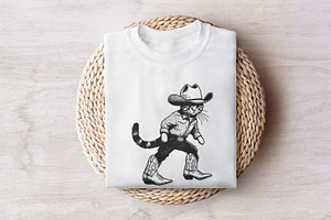 Vintage Cowboy Cat Png, Retro