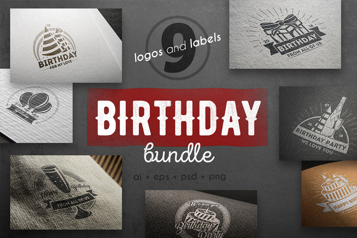 Birhday logo kit, a Branding & Logo Template by Alfazet Chronicles (Photo 1 of 13)