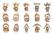 Watercolor Fall Woodland Clipart, a Seasonal Illustration by Nicolle's Colorful Art (Thumbnail 4 of 8)