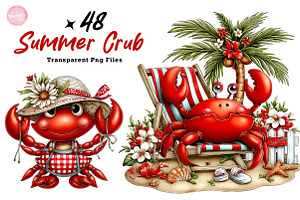 Whimsical Summer Crub Clipart, an Illustration by CreationArt