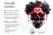 Valentines day Skulls clipart Set, a Seasonal Illustration by ThatsDesignArt (Thumbnail 2 of 10)