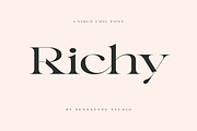 Richy - Unique Chic Font, a Serif Font by Sensatype (Thumbnail 1 of 21)