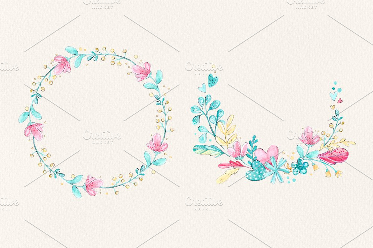 Flamingo Romantic set +4 frames, a Decorative Illustration by Kristina Crocus (Photo 3 of 5)