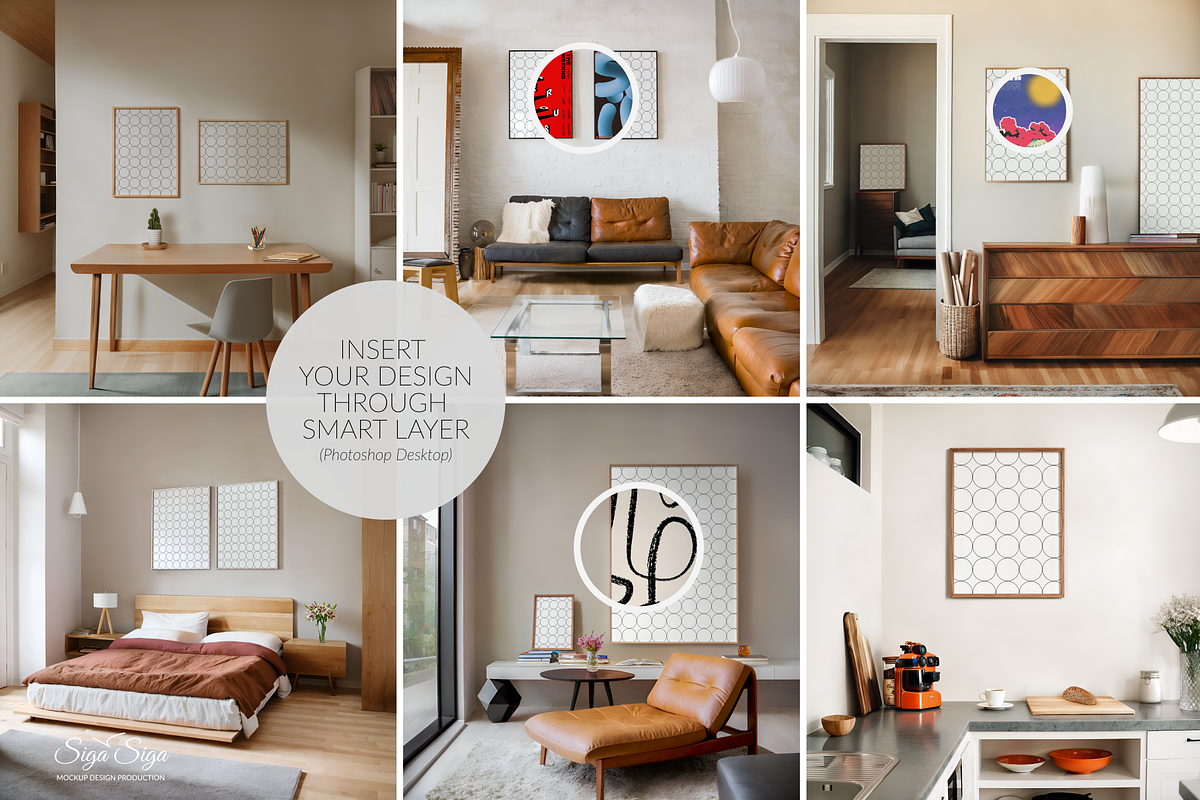 Set of 6 PSD Interior Poster Mockup, a Product Mockup by SigaSigaMockup
