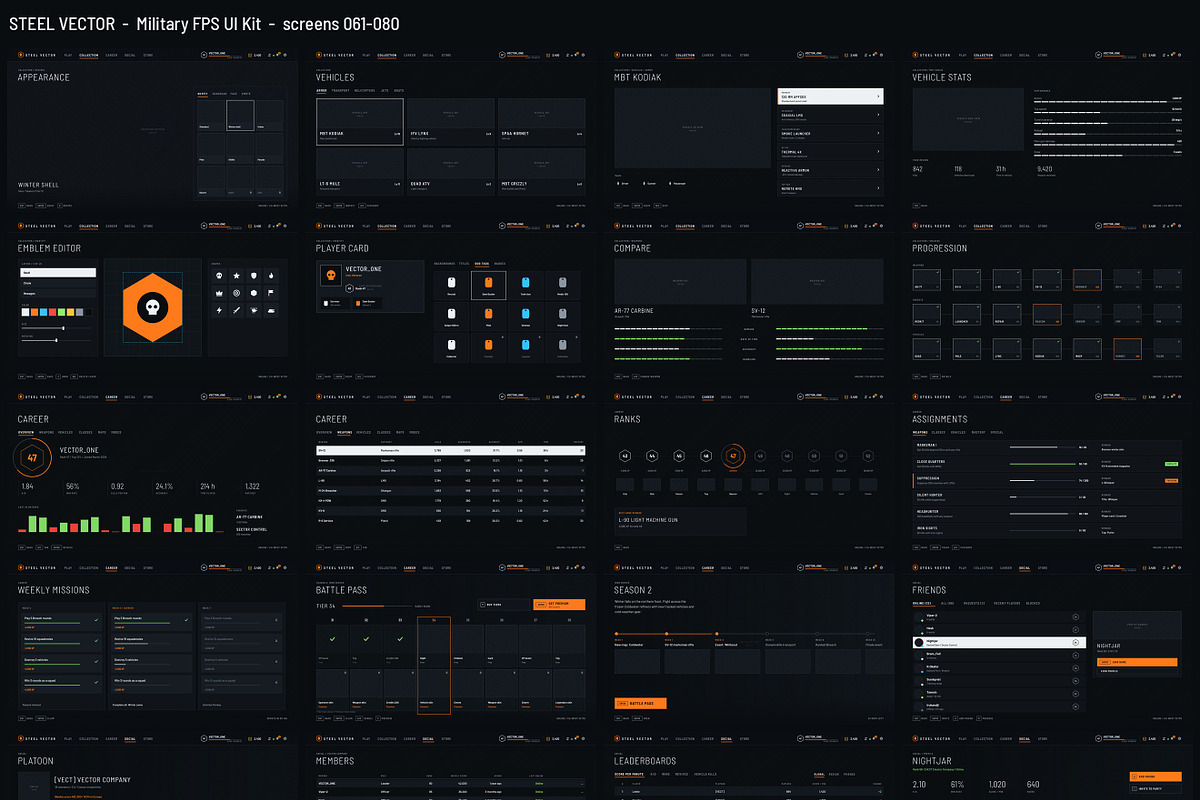 Military FPS Game 100 Screens, an UI Kit Template by pawellpi (Photo 16 of 116)
