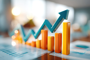 Growing upward graph showing positive trends in business performance, a Business Photo by AlyaAnd