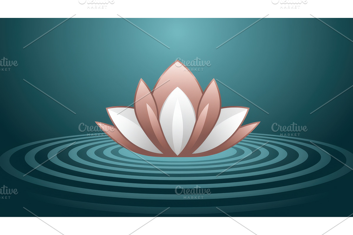 Elegant lotus flower floating on, an Illustration by tilialucida