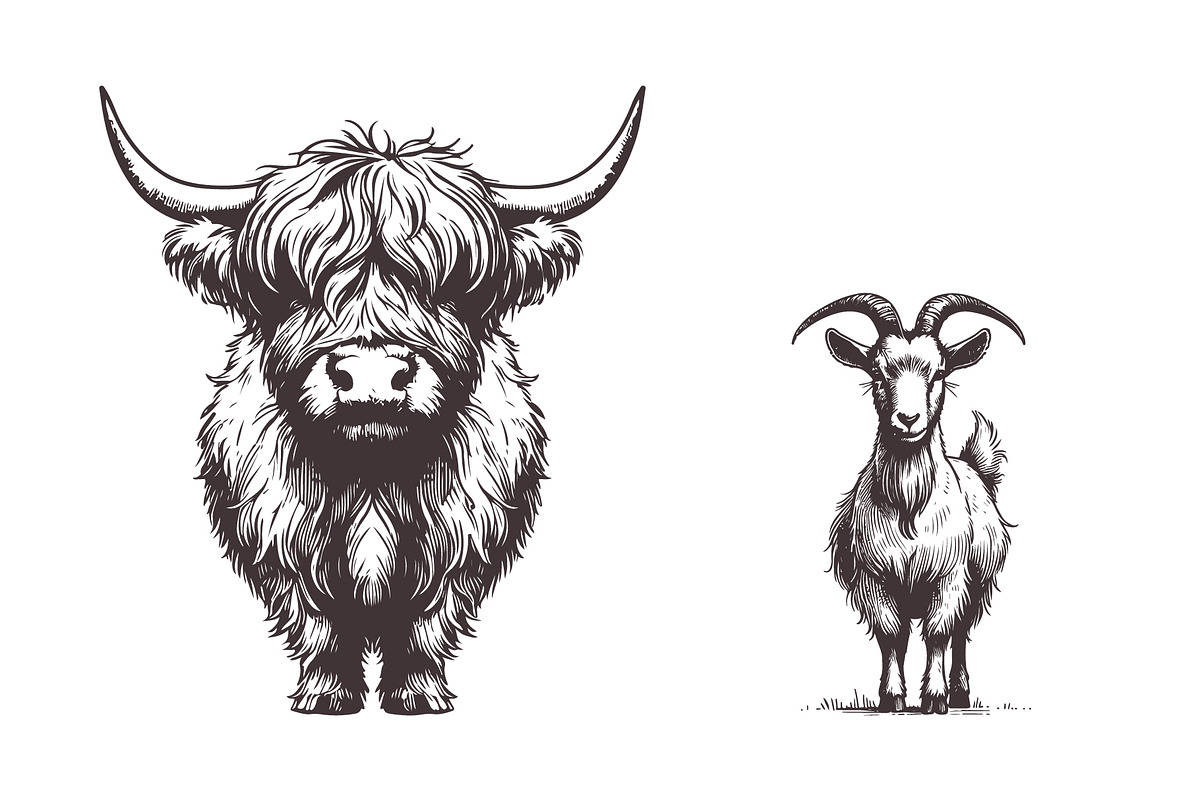 Rustic Farm Animals Vector Coll, an Animal Illustration by MkStudio (Photo 2 of 3)