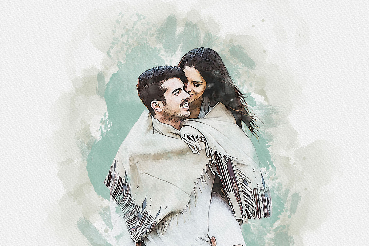 Watercolors Couple's Dreamy Painting, an Action Add-On by MRI STUDIO (Photo 14 of 26)