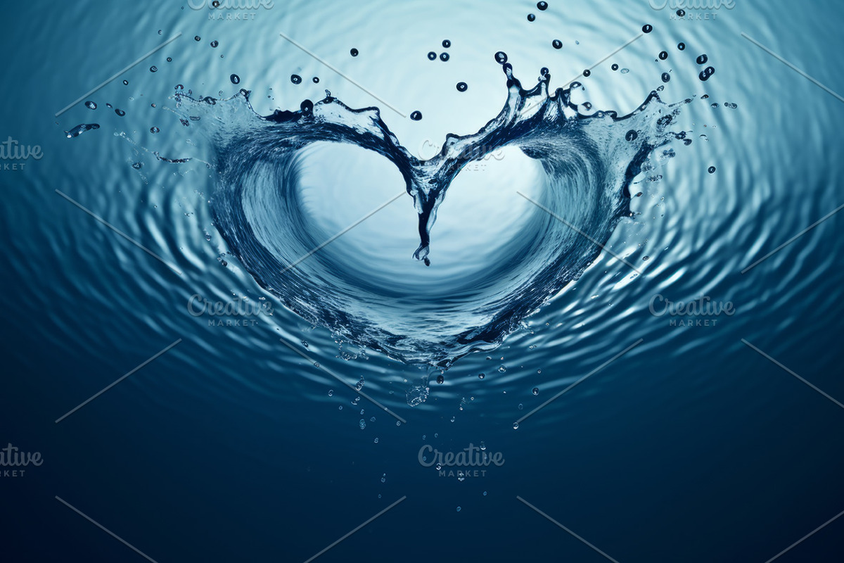 Water hearts. 25 images, a Nature Photo by Handmadefont (Photo 5 of 10)