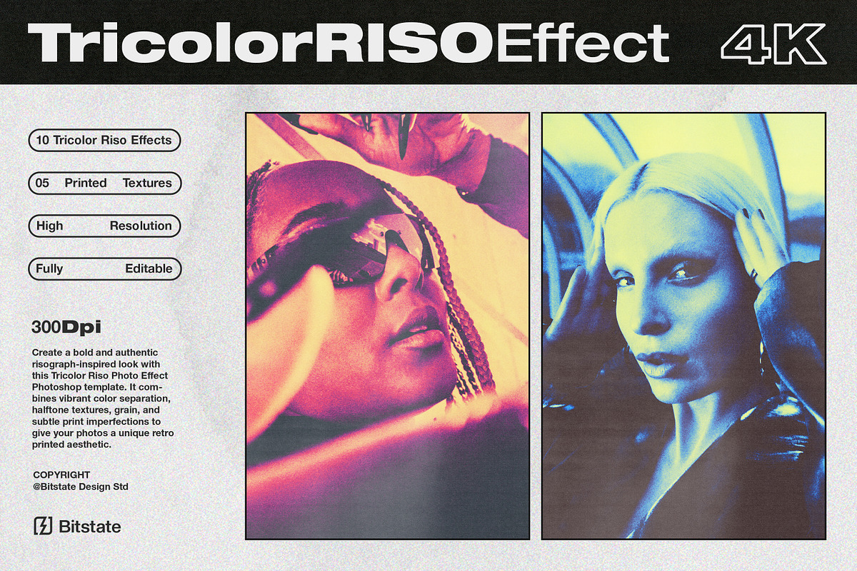 Tricolor Riso Effect - Photoshop, a Layer Style Add-On by Bitstate Design (Photo 1 of 4)