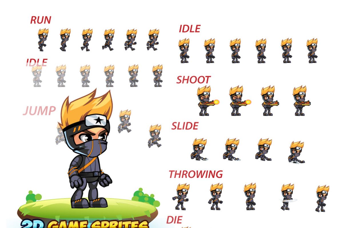 Ninja  2D Game Character Sprites, an Illustration by DionArtworks (Photo 3 of 3)