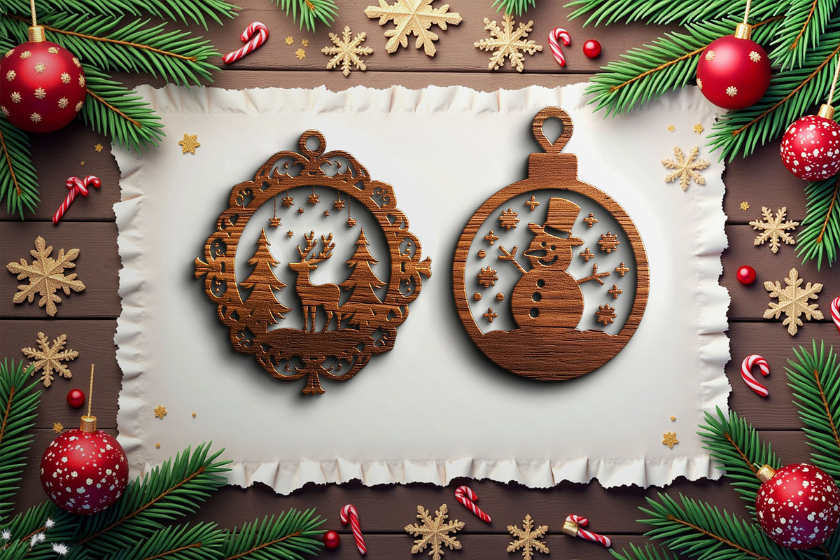 Christmas Laser Cut Ornament Bundle, a Graphic by musafir_fashion (Photo 1 of 16)