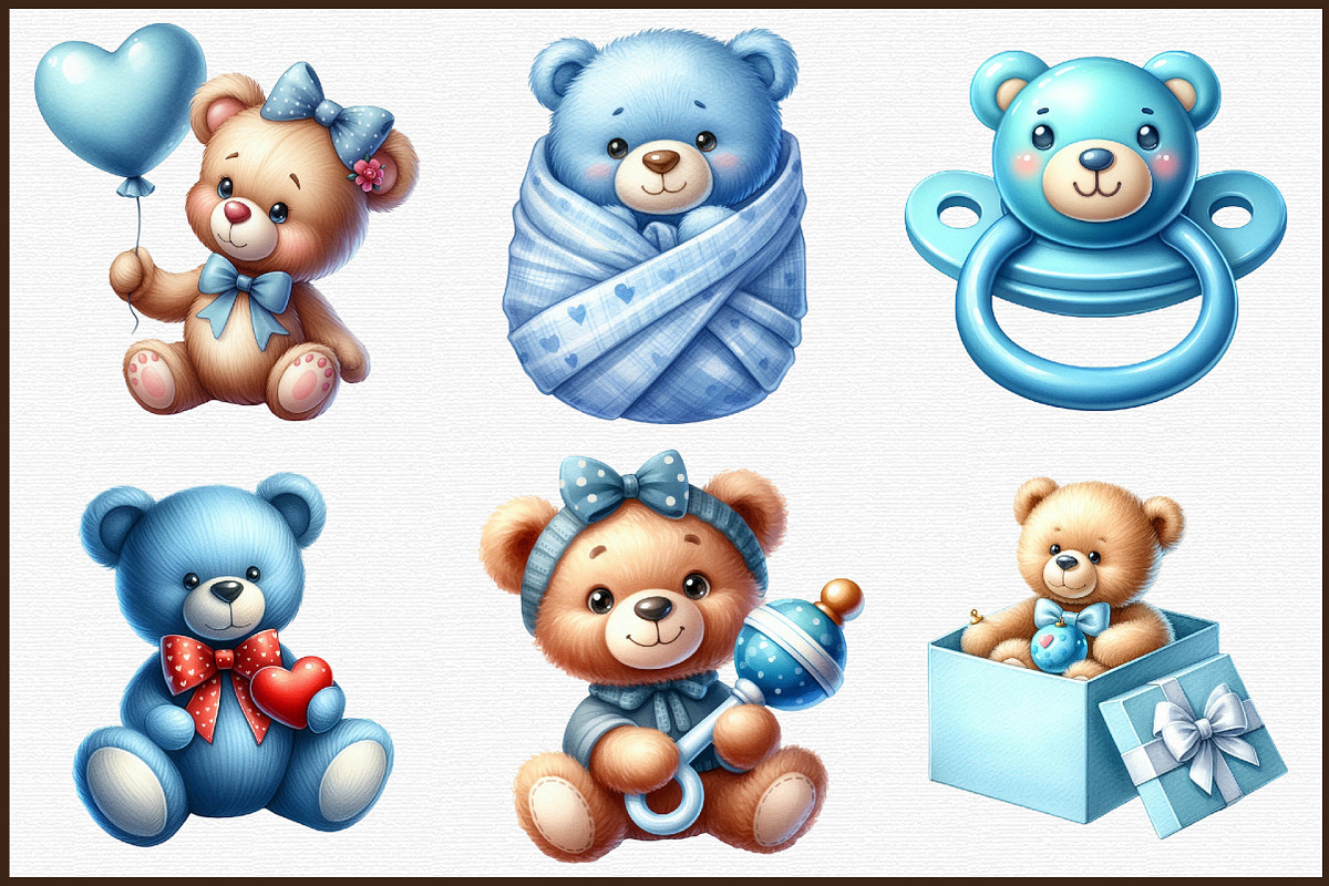 Cute Teddy Bear Baby Shower Clipart, an Illustration by Sublimation Artist (Photo 3 of 6)
