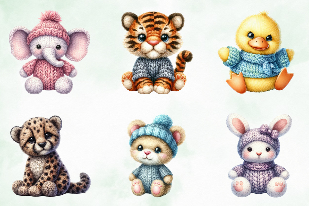 Knitted Plush Baby Animals Clipart, an Illustration by Creative Art (Photo 2 of 6)
