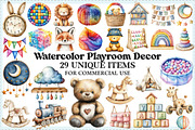 Watercolor Playroom Decor Clipart, an Illustration by Craft Nest (Thumbnail 1 of 9)