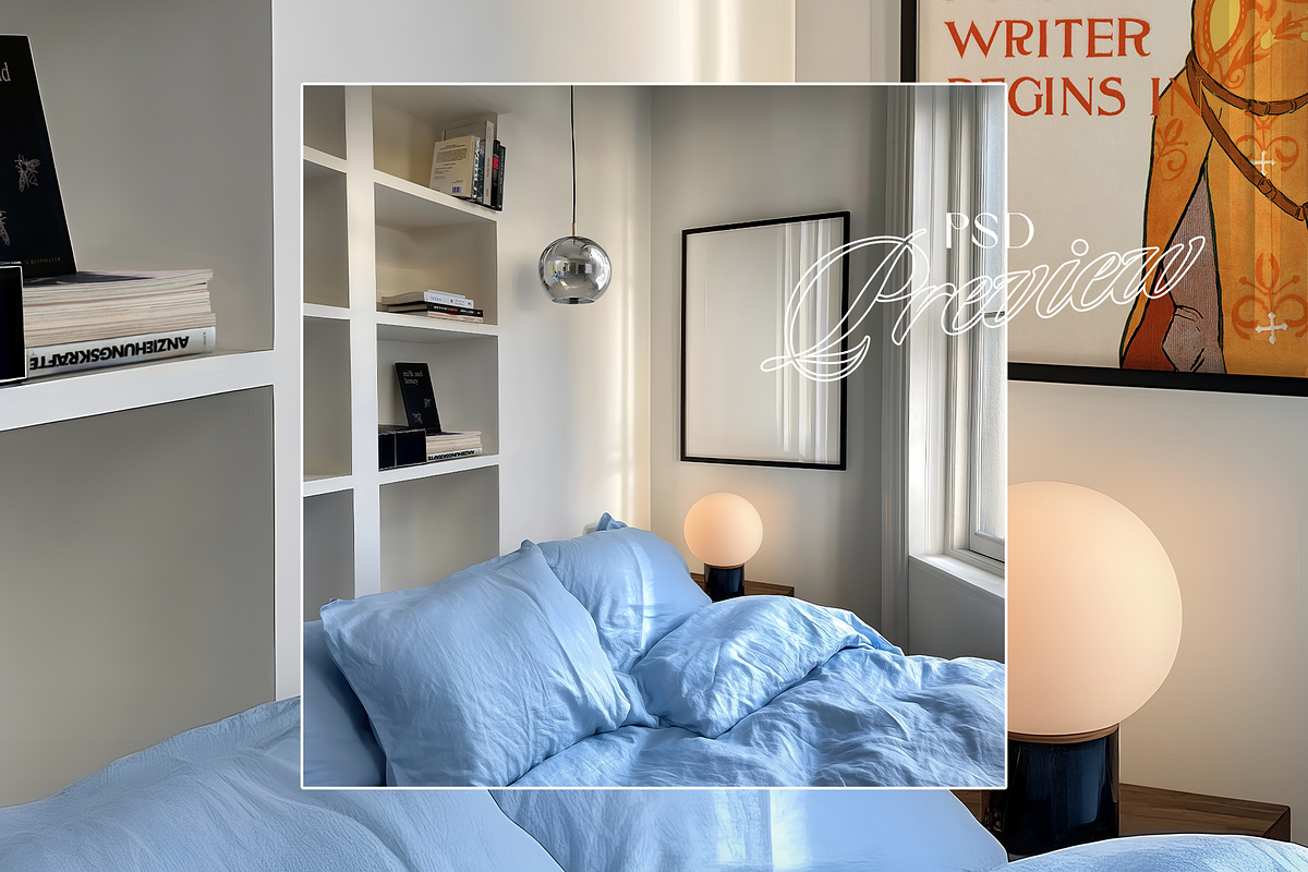 A2 Frame Bedroom Scene Mockup, a Mockup by WasMockups (Photo 5 of 5)