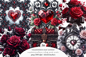 Gothic Valentine Clipart Set, an Illustration by SinaCreation