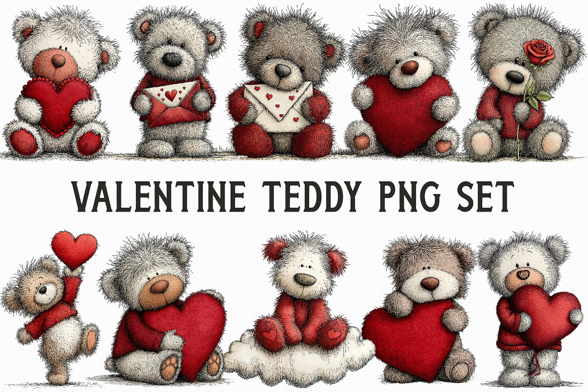 Valentine Teddy PNG Set, an Illustration by Libby Wishes (Photo 2 of 6)